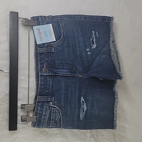 Cat & Jack Girls Blue Jean Shorts Adjustable Waist Size L 10/12 - Picture 1 of 4